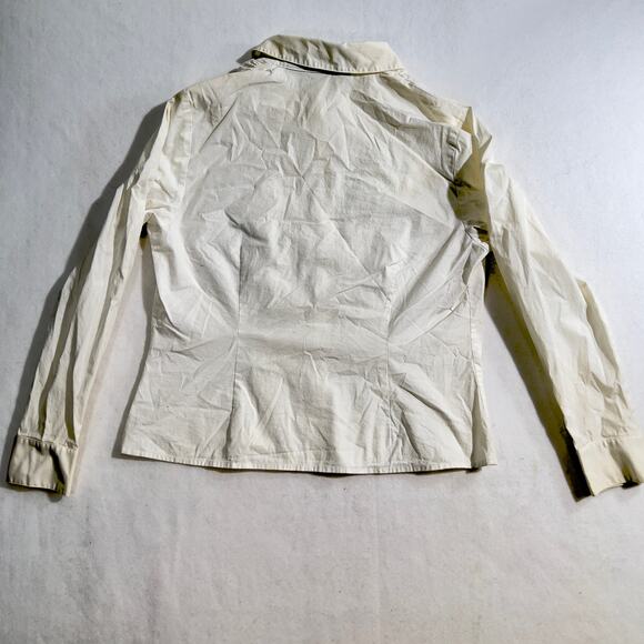 Style & Co Collection Button Shirt Ruched Woman 10P * PETITE* White Long Sleeve - Picture 3 of 8
